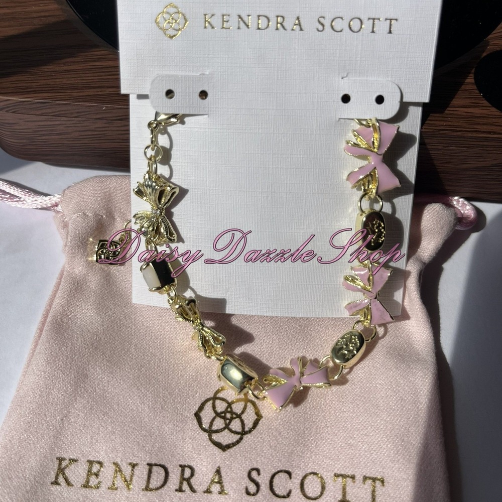 ✨New LoveShackFancy X Kendra Scott Bow Gold Bracelet Mother Of Pearl $198 RT🎀